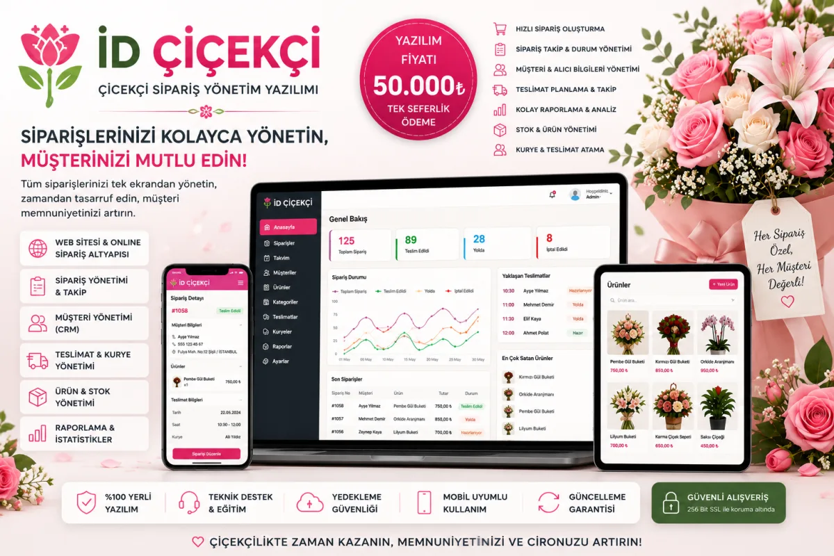 İD Çiçekçi | Çiçekçi Sipariş Yönetim Yazılımı