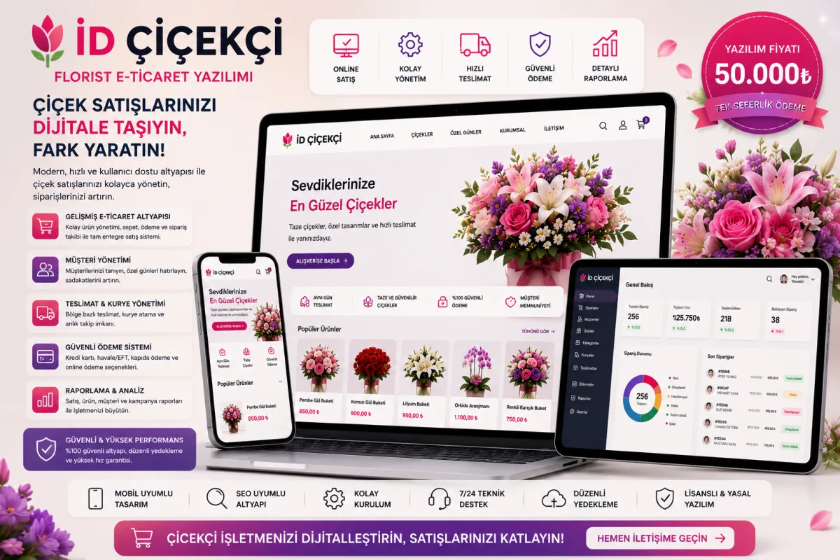 İD Çiçekçi | Florist E-Ticaret Yazılımı