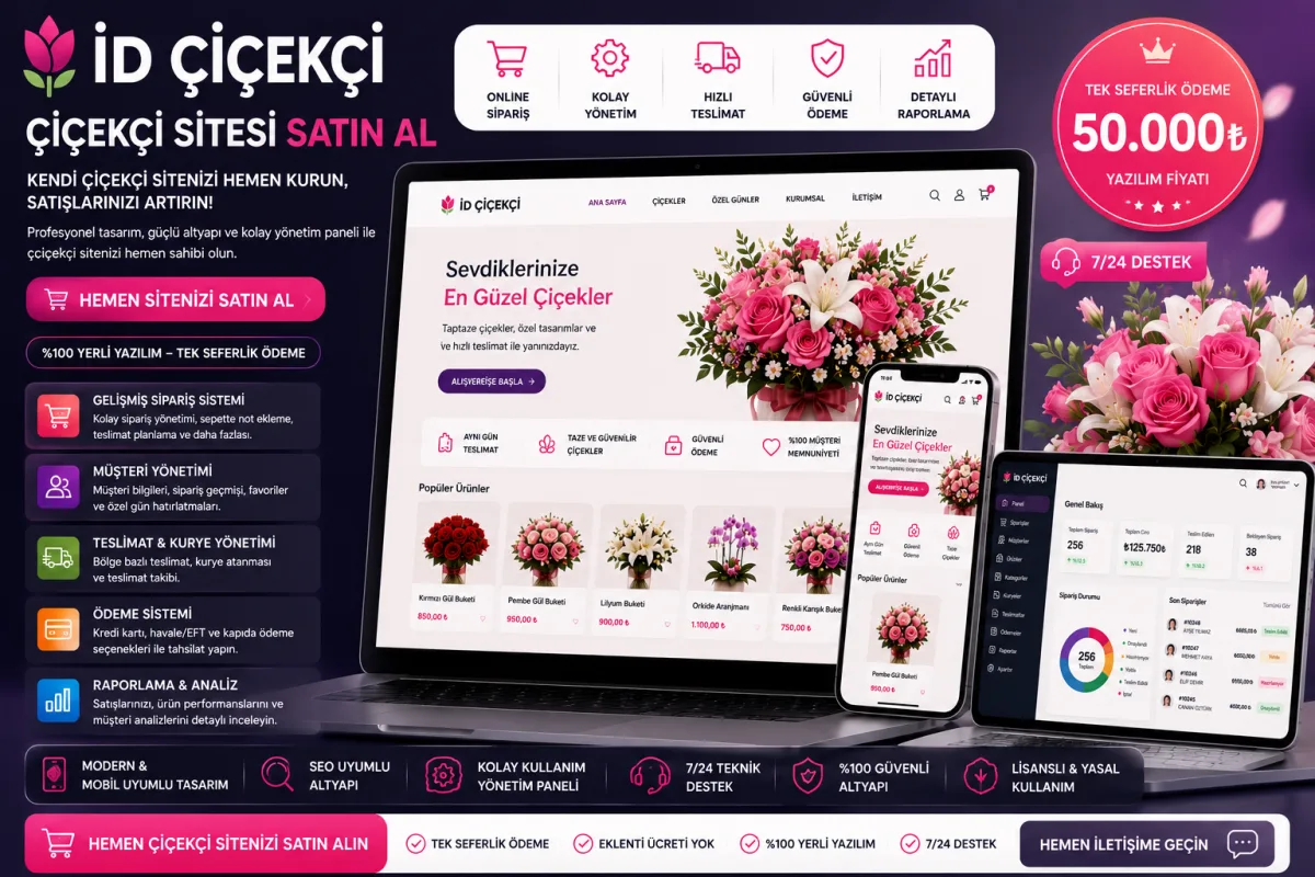 İD Çiçekçi | Çiçekçi Sitesi Satın Al