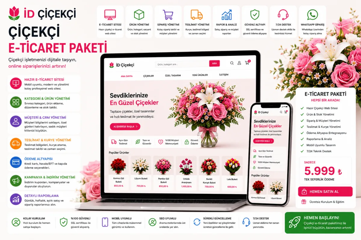 İD Çiçekçi | Çiçekçi Yönetim Yazılımı