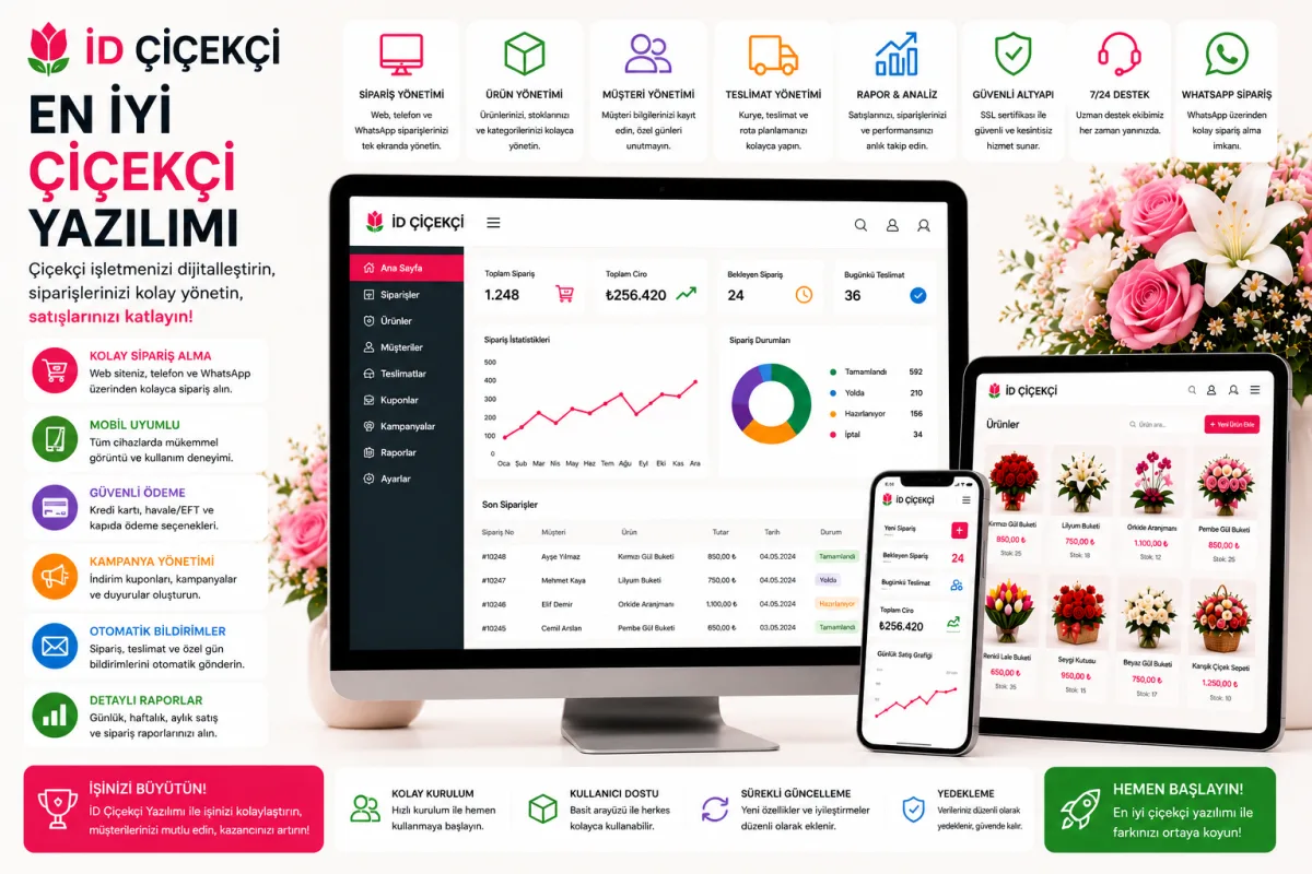 İD Çiçekçi | Çiçekçi Yönetim Yazılımı