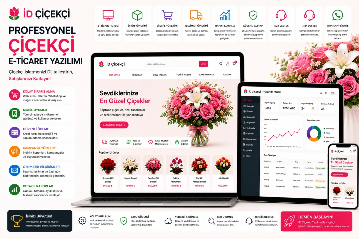 İD Çiçekçi | Profesyonel Çiçekçi E-Ticaret Yazılımı