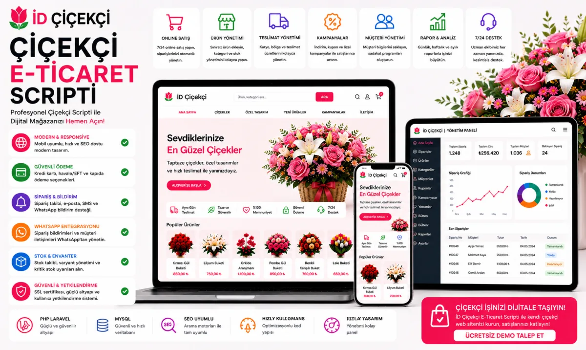İD Çiçekçi | Çiçekçi E-Ticaret Scripti