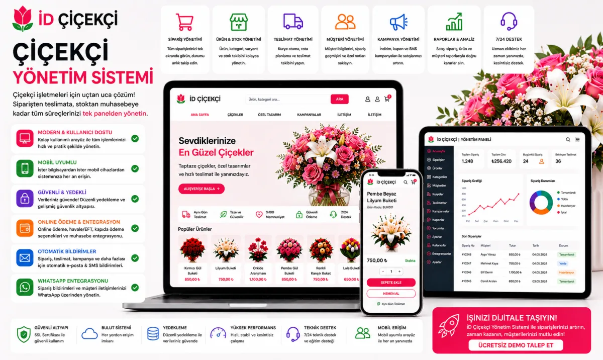 İD Çiçekçi | Çiçekçi Yönetim Sistemi